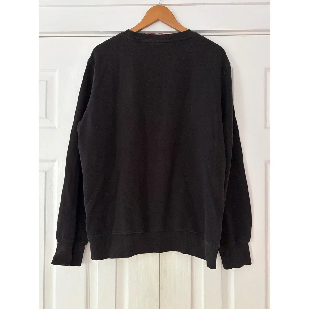 The North Face Mens Black Multi Logo Graphic Print Fleece Sweatshirt Large L